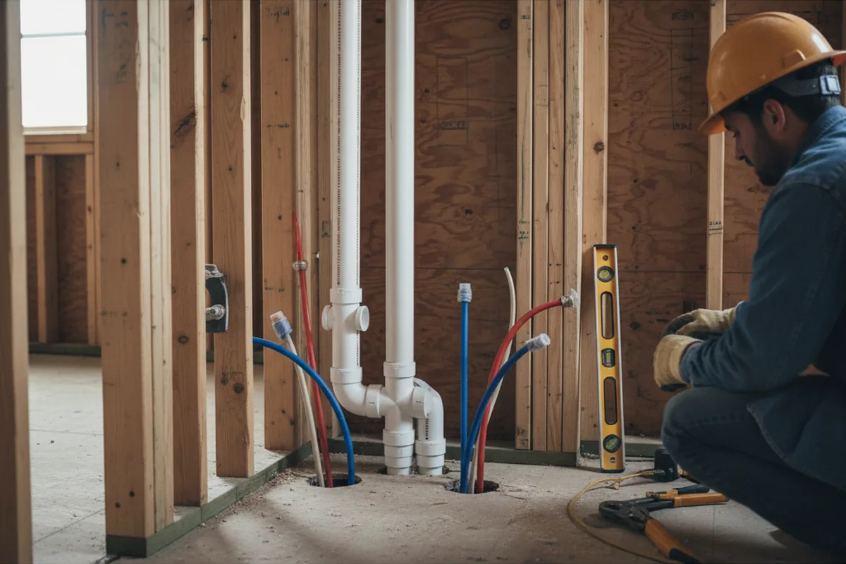 Drain and supply rough-in during Leak Detection in Fairless Hills